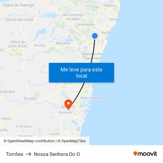 Torrões to Nossa Senhora Do O map