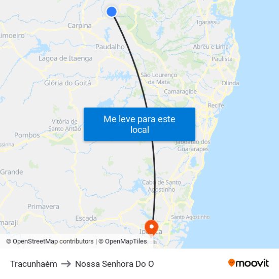 Tracunhaém to Nossa Senhora Do O map