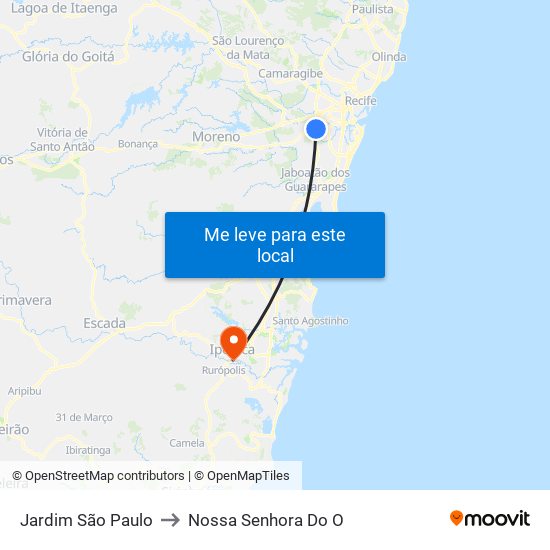 Jardim São Paulo to Nossa Senhora Do O map