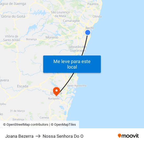 Joana Bezerra to Nossa Senhora Do O map