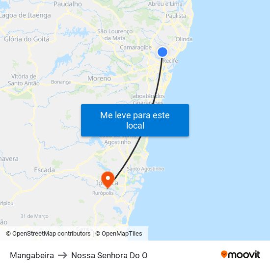 Mangabeira to Nossa Senhora Do O map