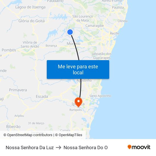 Nossa Senhora Da Luz to Nossa Senhora Do O map