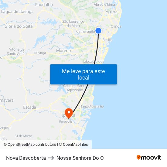 Nova Descoberta to Nossa Senhora Do O map