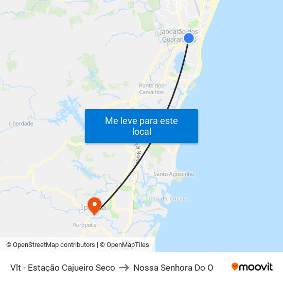 Vlt - Estação Cajueiro Seco to Nossa Senhora Do O map