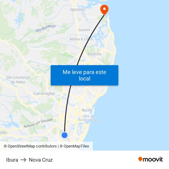 Ibura to Nova Cruz map