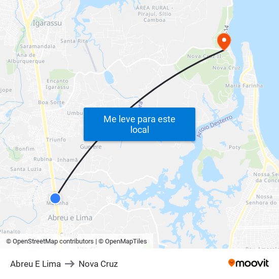 Abreu E Lima to Nova Cruz map