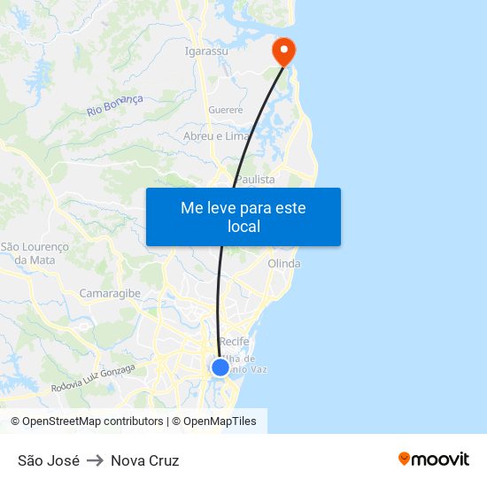 São José to Nova Cruz map