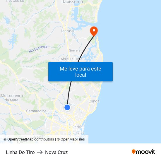 Linha Do Tiro to Nova Cruz map