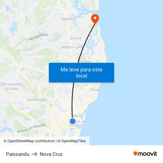 Paissandu to Nova Cruz map
