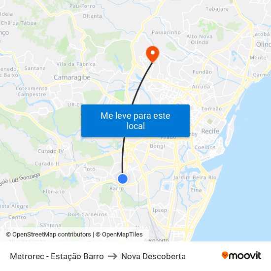 Metrorec - Estação Barro to Nova Descoberta map