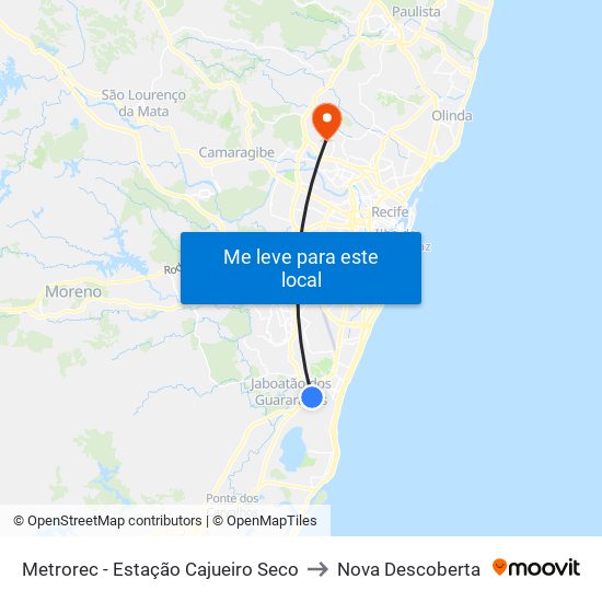 Metrorec - Estação Cajueiro Seco to Nova Descoberta map