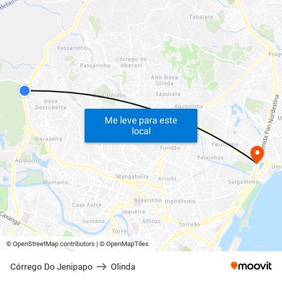 Córrego Do Jenipapo to Olinda map