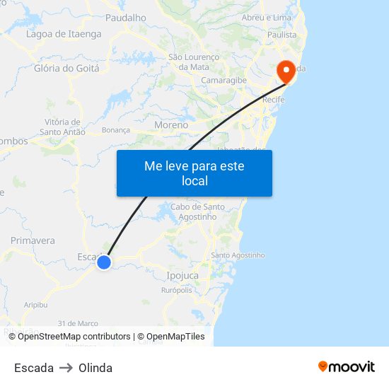 Escada to Olinda map