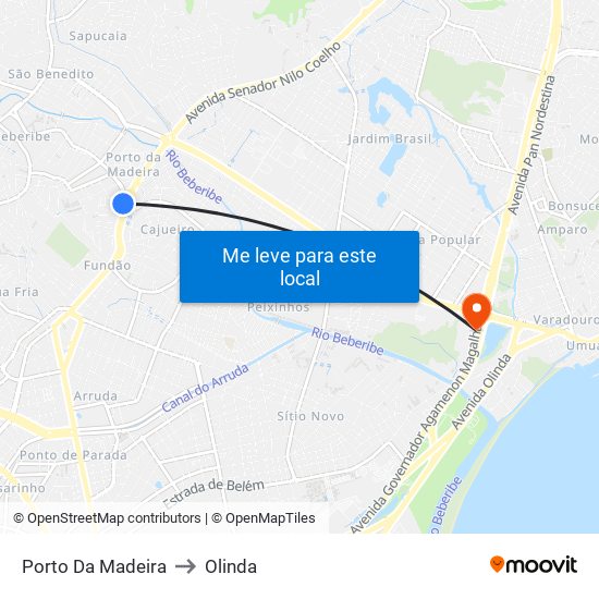 Porto Da Madeira to Olinda map