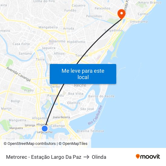 Metrorec - Estação Largo Da Paz to Olinda map