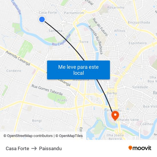 Casa Forte to Paissandu map