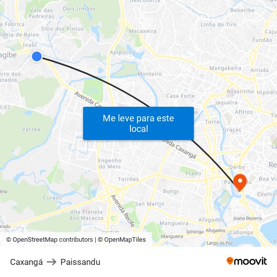 Caxangá to Paissandu map