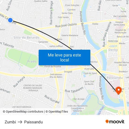 Zumbi to Paissandu map