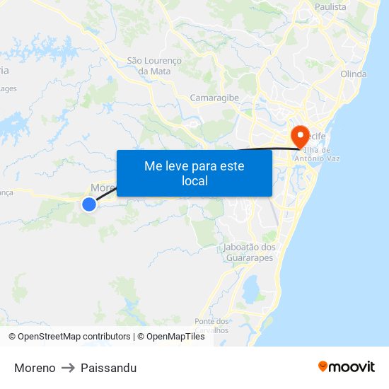 Moreno to Paissandu map