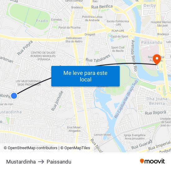 Mustardinha to Paissandu map