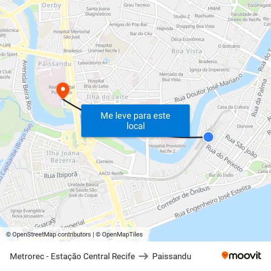 Metrorec - Estação Central Recife to Paissandu map