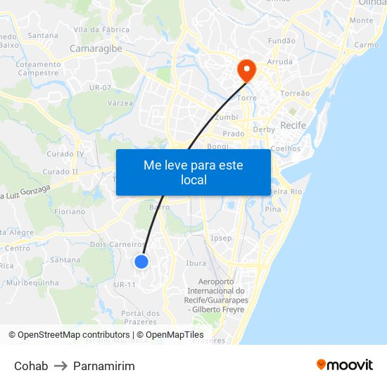 Cohab to Parnamirim map