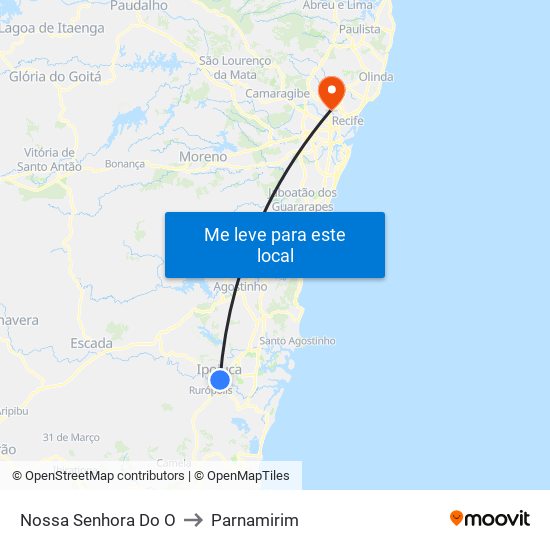 Nossa Senhora Do O to Parnamirim map