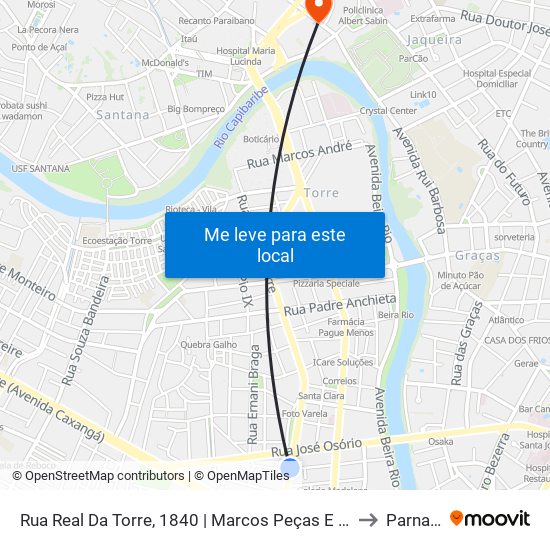 Rua Real Da Torre, 1840 | Marcos Peças E Acessórios (Pista Central) to Parnamirim map