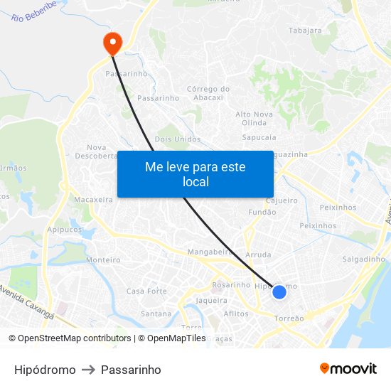 Hipódromo to Passarinho map