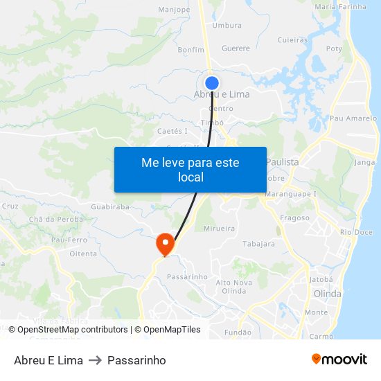 Abreu E Lima to Passarinho map