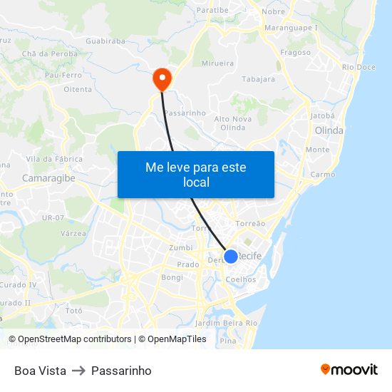 Boa Vista to Passarinho map