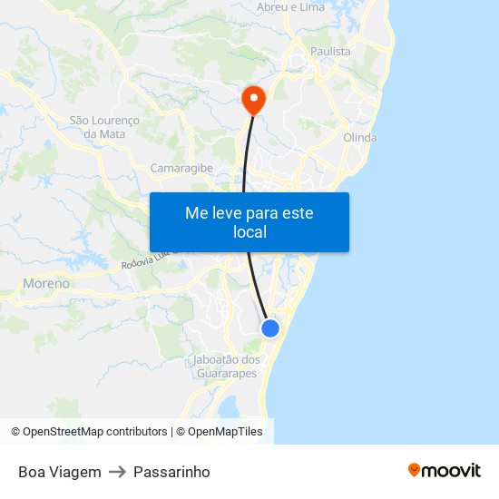 Boa Viagem to Passarinho map