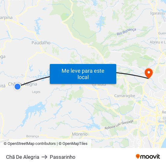 Chã De Alegria to Passarinho map