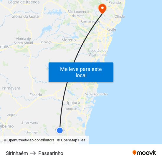 Sirinhaém to Passarinho map