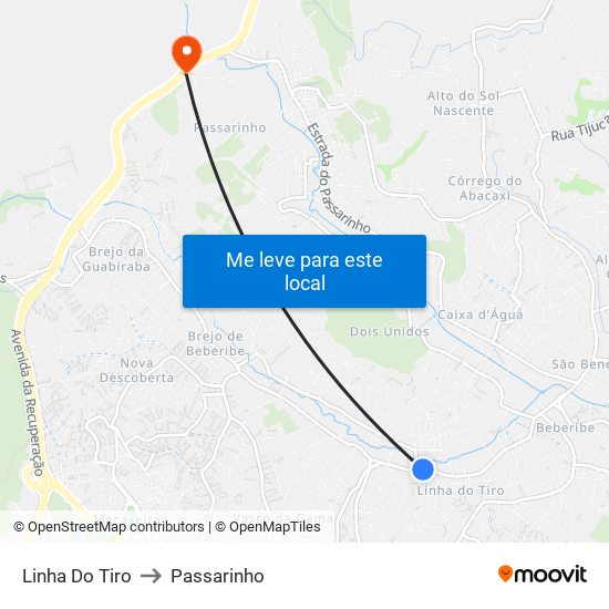 Linha Do Tiro to Passarinho map