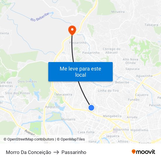 Morro Da Conceição to Passarinho map