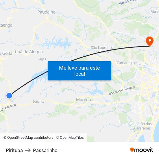 Pirituba to Passarinho map