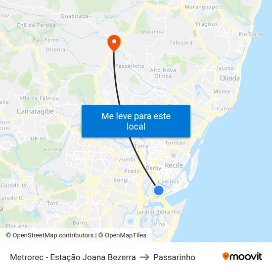 Estação Joana Bezerra - Metrorec to Passarinho map