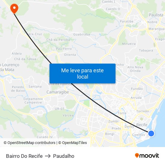 Bairro Do Recife to Paudalho map