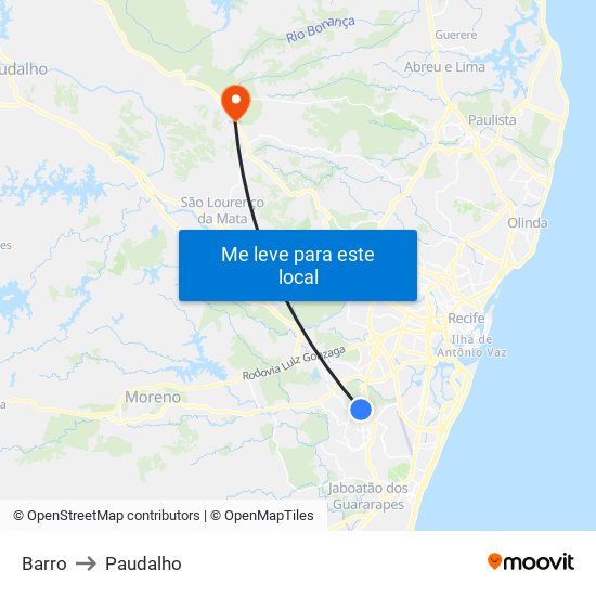 Barro to Paudalho map