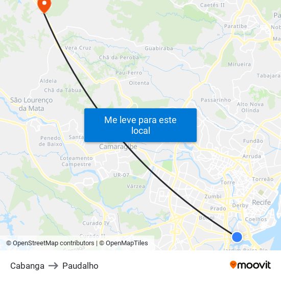 Cabanga to Paudalho map