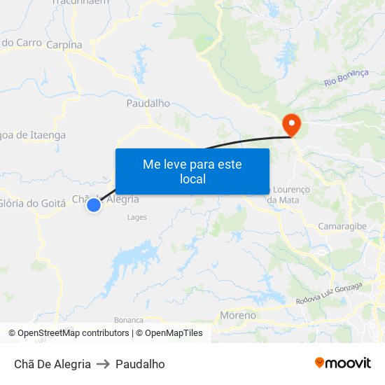 Chã De Alegria to Paudalho map