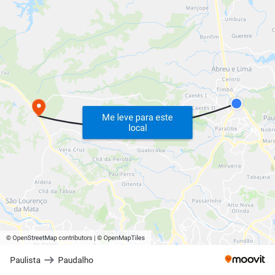 Paulista to Paudalho map