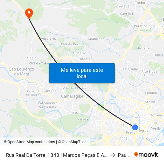 Rua Real Da Torre, 1840 | Marcos Peças E Acessórios (Pista Central) to Paudalho map