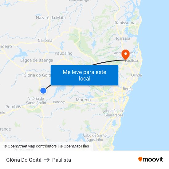 Glória Do Goitá to Paulista map