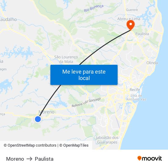 Moreno to Paulista map