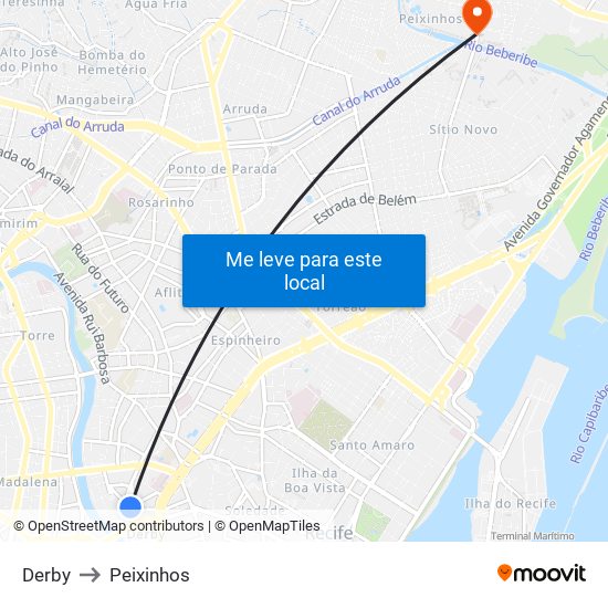 Derby to Peixinhos map