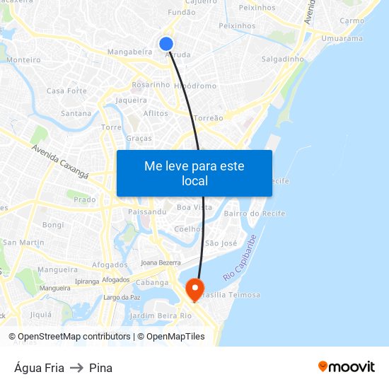 Água Fria to Pina map