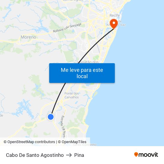 Cabo De Santo Agostinho to Pina map