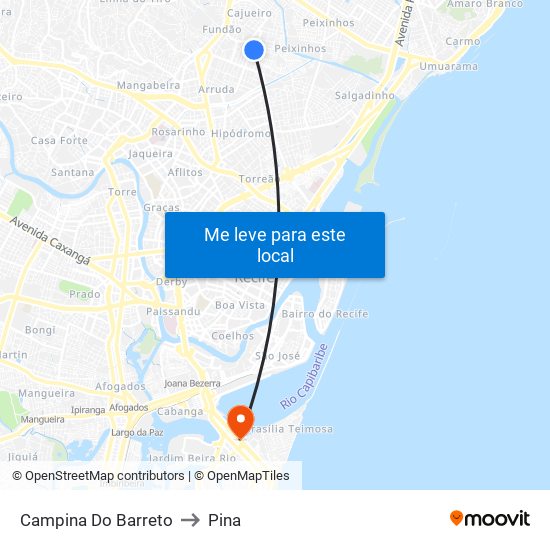 Campina Do Barreto to Pina map